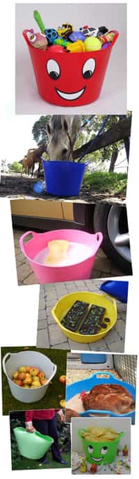 Rainbow Trugs in use